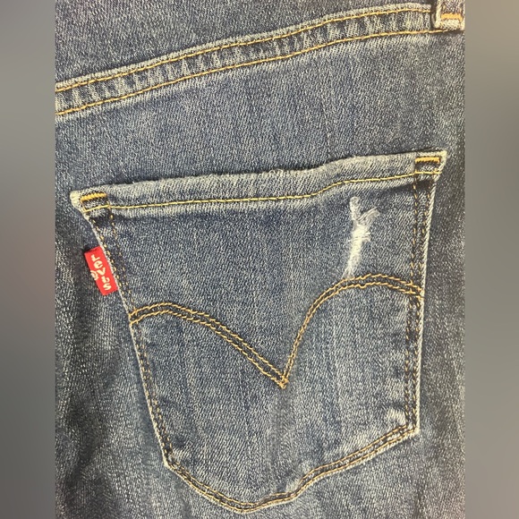 Levi's 721 High Rise Skinny Distressed Medium Wash Stretch Denim Jean Size 27 - Picture 6 of 7